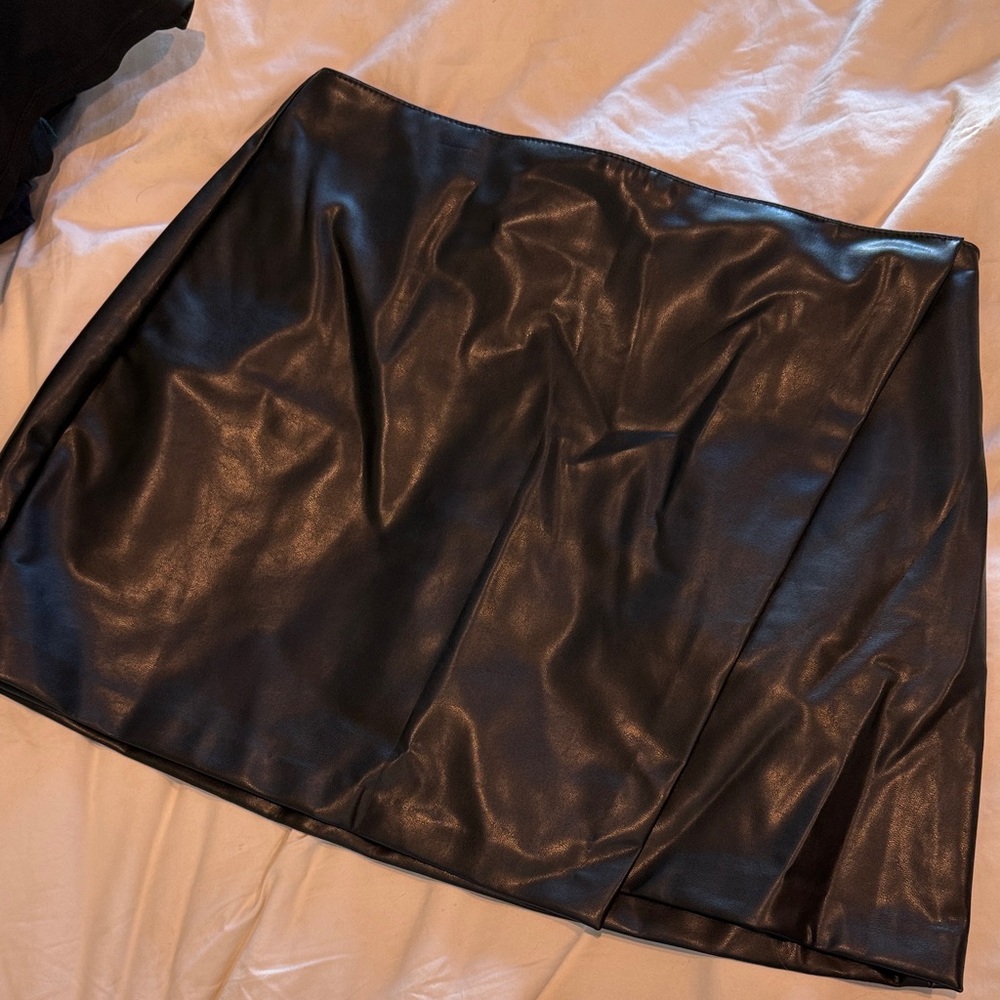 Abercrombie & Fitch Shiny Black Wrap Mini Skort